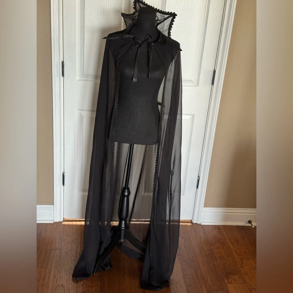 Spirt Halloween Black Vampire‎ Costume Sheer Cape - Picture 4 of 10